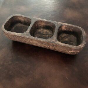 NWT Farmhouse Style Hand Carved Rustic Wood Tray